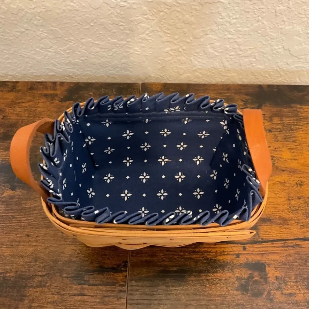 Vintage Longaburger Small Handwoven Cottage Core Leather Handle Tea Basket 1996